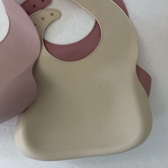 Silicone Baby Toddler Bibs Catch All Soft Qty 3 Unisex Leak Proof  Mauves Beige - Picture 5 of 6